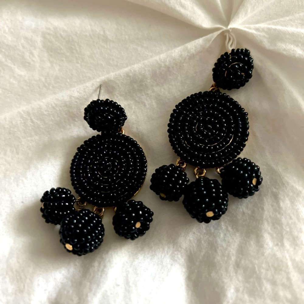Fun Black Beaded Earrings